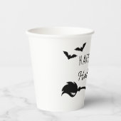 Heks Pet en bezem met spin en vleermuizen Hallowee Papieren Bekers (Voorkant)