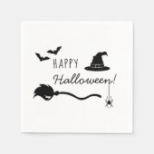 Heks Pet en bezem met spin en vleermuizen Hallowee Servet (Voorkant)