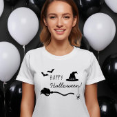 Heks Pet en bezem met spin en vleermuizen Hallowee T-shirt