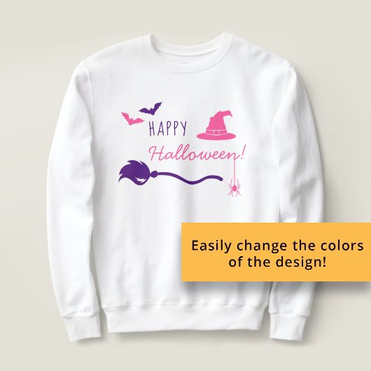 Heks Pet en bezem met spin en vleermuizen Hallowee Trui