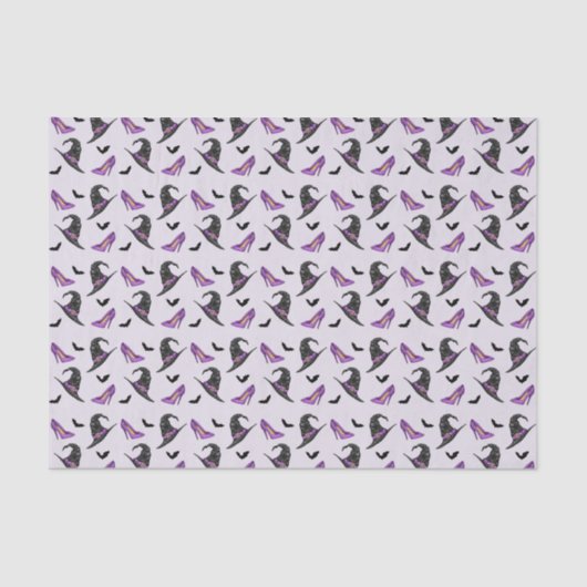 Heks Pet Paarse schoenen en vleermuizen Halloween  Tissuepapier (Voorkant)