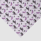 Heks Pet Paarse schoenen en vleermuizen Halloween  Tissuepapier (Detail)