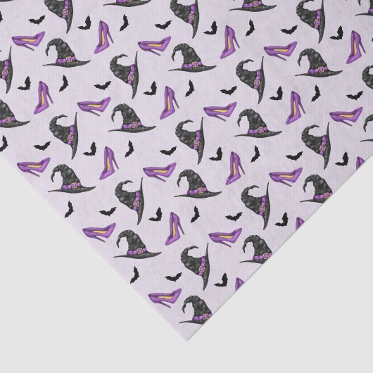 Heks Pet Paarse schoenen en vleermuizen Halloween Tissuepapier (Detail)