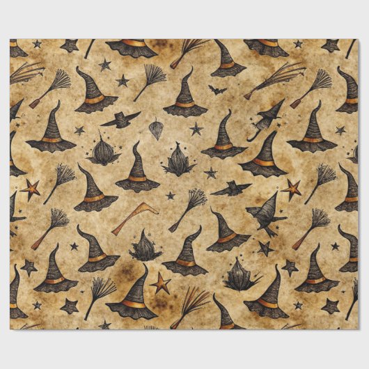  heks Petten & bezemstelen Halloween Pattern Cadeaupapier (Vlak)