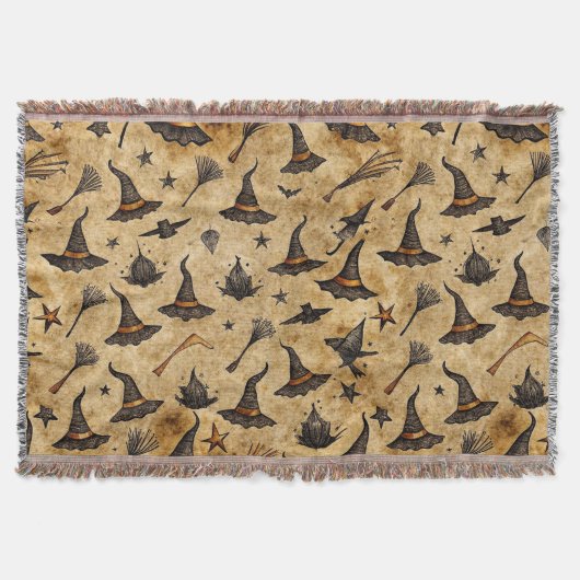  heks Petten & bezemstelen Halloween Pattern Deken (Voorkant)