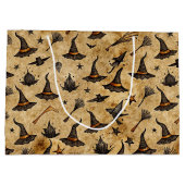  heks Petten & bezemstelen Halloween Pattern Groot Cadeauzakje (Achterkant)
