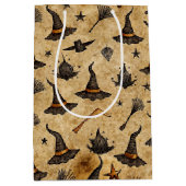 heks Petten & bezemstelen Halloween Pattern Medium Cadeauzakje (Voorkant)