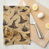  heks Petten & bezemstelen Halloween Pattern Theedoek (Quarter Fold)