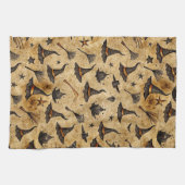  heks Petten & bezemstelen Halloween Pattern Theedoek (Horizontaal)