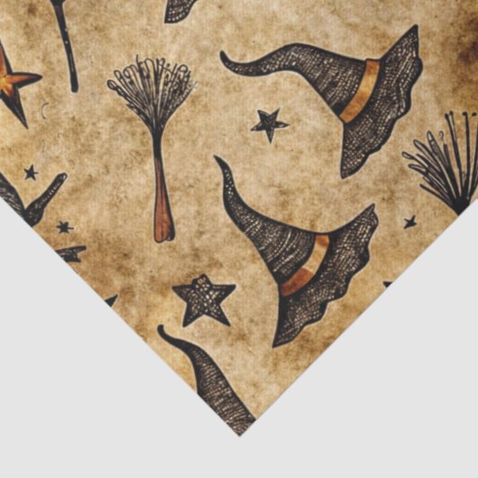  heks Petten & bezemstelen Halloween Pattern Tissuepapier (Detail)