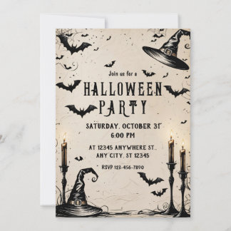 Heks Petten Halloween Party Kaart