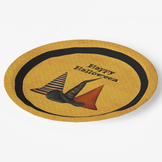 Heks Petten Halloween Party Papieren Bordje (Gekanteld)