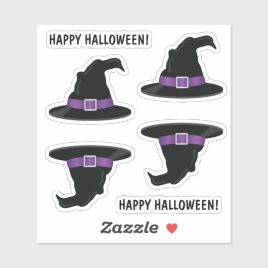 Heks Petten met Paarse details Happy Halloween Sticker (Vel)