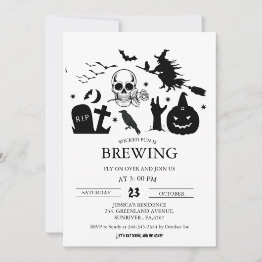  heks plezier is het brouwen van Halloween Adult P Kaart (Voorkant)