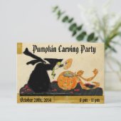 Heks & Pompoen  Halloween Carving Party Kaart (Staand voorkant)