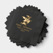 Heks & Pompoen Silhouet Happy Halloween Naam Folie Servetten (Insitu (Gestapeld))