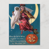 heks pompoen uil Halloween briefkaart (Voorkant)