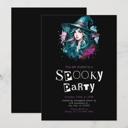 Heks Regenboog Modern Minimalistisch Halloween Kaart (Voorkant / Achterkant)