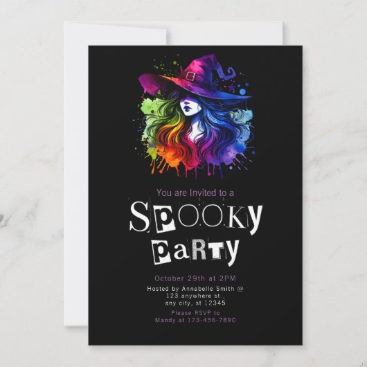 Heks Regenboog Modern Minimalistisch Halloween Par Kaart (Voorkant)