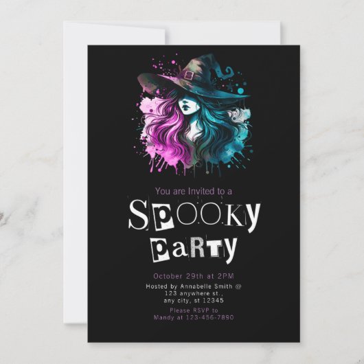 Heks Regenboog Modern Minimalistisch Halloween Par Kaart (Voorkant)