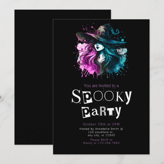 Heks Regenboog Modern Minimalistisch Halloween Par Kaart (Voorkant / Achterkant)