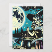  heks roeren een ketel Halloween Party Kaart (Voorkant)