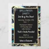  heks roeren een ketel Halloween Party Kaart (Achterkant)