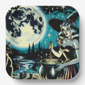  heks roeren een ketel Halloween Party Papieren Bordje (Voorkant)