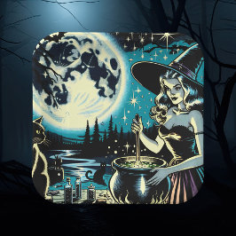  heks roeren een ketel Halloween Party Papieren Bordje