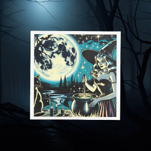 heks roeren een ketel Halloween Party Servet