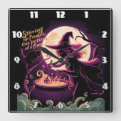 Heks roert 's nachts een drankje onder een volle m vierkante klok (Voorkant)