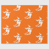 Heks silhouet in Neon sinaasappel Cadeaupapier (Vlak)