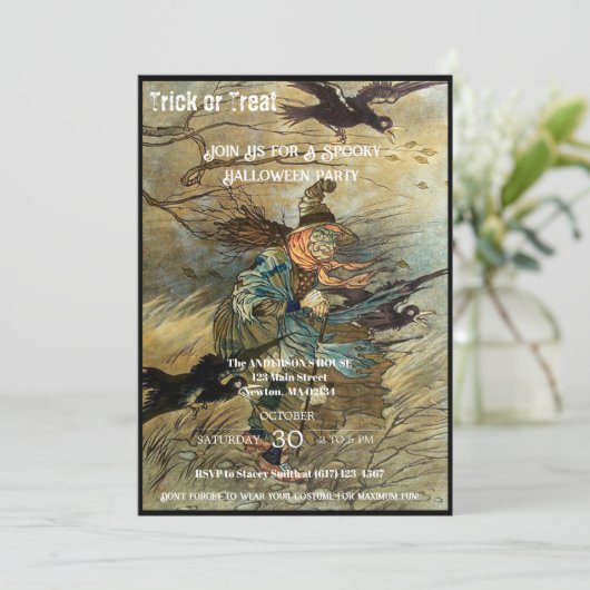  heks Spooky Halloween Party Invitation Kaart (Staand voorkant)
