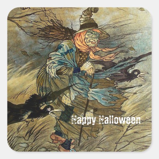  heks Spooky Halloween Vierkante Sticker (Voorkant)