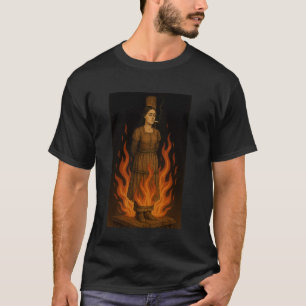 Heks Steekt Sigaret Aan Met Vlammen Occult Onheili T-shirt
