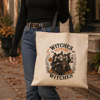 Heks Steunt Heksen Vintage Halloween Coven Art Tote Bag