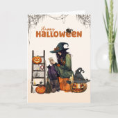 heks tarot enge pompoen Halloween Kaart (Voorkant)
