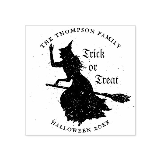 Heks Trick or treat Halloween Grunge Illustratie Rubberstempel (Afrduk)