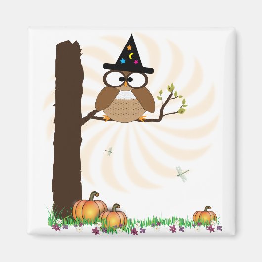Heks Uil Halloween Magnet (Voorkant)