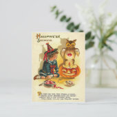 Heks Uil Jack O Lantern Pompoen Briefkaart (Staand voorkant)