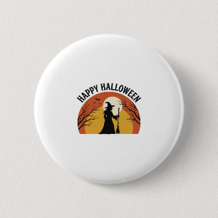 Heks uit de oude doos Fijne Halloween T-shirt ontw Ronde Button 5,7 Cm