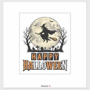 Heks uit de oude doos Fijne Halloween Vectorontwer Sticker