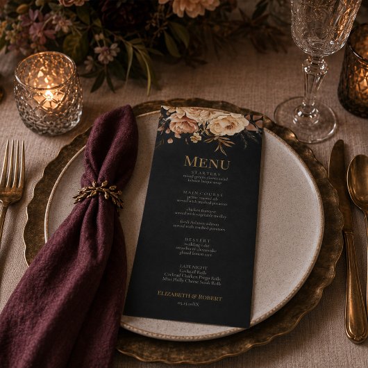 Heks uit het bos Zwarte Bloem Bruiloftsmenu Menu