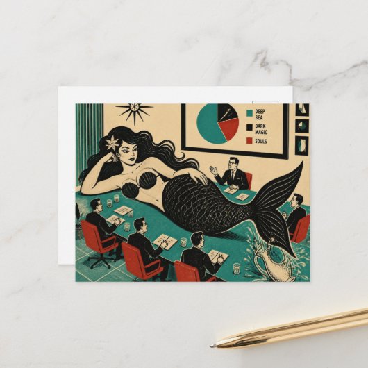 Heks uit het midden van de eeuw op de dag van het briefkaart (Voorkant / Achterkant in situ)