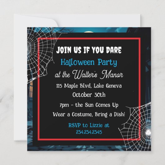 Heks, Vampier, Dracula en Mummy Halloween Party Kaart (Achterkant)