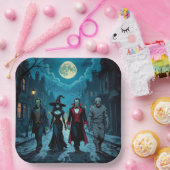 Heks, Vampier, Dracula en Mummy Halloween Party Papieren Bordje (Feest)