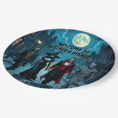 Heks, Vampier, Dracula en Mummy Halloween Party Papieren Bordje (Gekanteld)