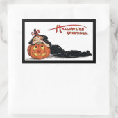 Heks van een vintage Halloween Rechthoekige Sticker (Tas)