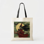 Heks van Halloween op bezemsteel met kat Tote Bag (Voorkant)