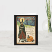 Heks van Halloween Vintage Kaart (Voorkant)